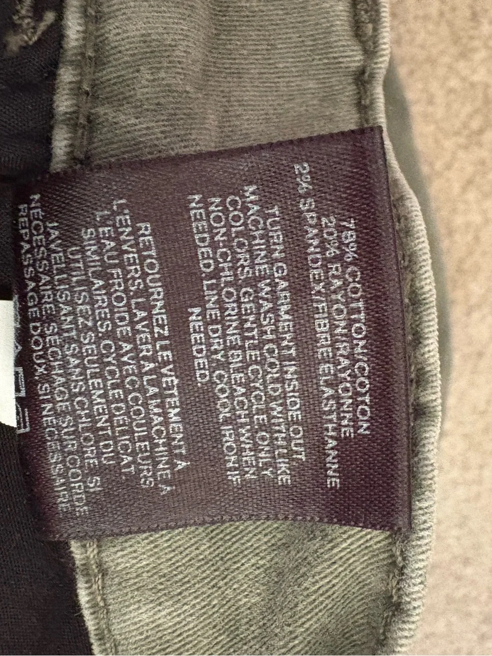 Express Olive Green Ankle Legging Midrise Jeans Cotton Blend And Distressed